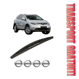 Stergator lamela spate NISSAN MURANO II VAN (Z51) din 2013 - 2014, pentru luneta auto, Bosch Twin, din cauciuc siliconat rezistent, 4 Stickere Auto NISSAN