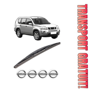 Stergator lamela spate NISSAN X-TRAIL II (T31) din 2007 - 2014, pentru luneta auto, Bosch Twin, din cauciuc siliconat rezistent, 4 Stickere Auto NISSAN