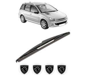 Stergator lamela spate PEUGEOT 206 SW (2E/K) din 2002 - 2008, pentru luneta auto, Valeo Silencio, din cauciuc siliconat rezistent, 4 Stickere Auto PEUGEOT v21988
