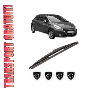 Stergator lamela spate PEUGEOT 208 Hatchback Van (CR_) din 2013 - 2019, pentru luneta auto, Valeo Silencio, din cauciuc siliconat rezistent, 4 Stickere Auto PEUGEOT