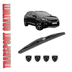 Stergator lamela spate PEUGEOT 3008 II SUV (MC_, MR_, MJ_, M4_) din 2016 - 2023, pentru luneta auto, Valeo Silencio, din cauciuc siliconat rezistent, 4 Stickere Auto PEUGEOT
