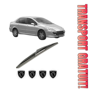 Stergator lamela spate PEUGEOT 307 Saloon din 2006 - 2012, pentru luneta auto, Bosch Twin, din cauciuc siliconat rezistent, 4 Stickere Auto PEUGEOT