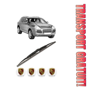 Stergator lamela spate PORSCHE CAYENNE (9PA) din 2002 - 2010, pentru luneta auto, Bosch Twin, din cauciuc siliconat rezistent, 4 Stickere Auto PORSCHE