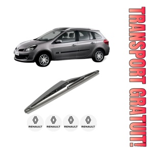 Stergator lamela spate RENAULT CLIO III Grandtour (KR0/1_) din 2007 - 2014, pentru luneta auto, Bosch Twin, din cauciuc siliconat rezistent, 4 Stickere Auto RENAULT