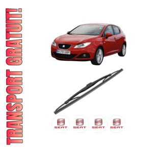 Stergator lamela spate SEAT IBIZA IV Hatchback Van (6J1) din 2008 - 2015, pentru luneta auto, Valeo Silencio, din cauciuc siliconat rezistent, 4 Stickere Auto SEAT