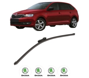 Stergator lamela spate SKODA RAPID Spaceback (NH1) din 2012 - 2019, pentru luneta auto, Valeo Silencio Xtrm, din cauciuc siliconat rezistent, 4 Stickere Auto SKODA v17374