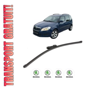 Stergator lamela spate SKODA ROOMSTER (5J7) din 2006 - 2015, pentru luneta auto, Valeo Silencio Xtrm, din cauciuc siliconat rezistent, 4 Stickere Auto SKODA