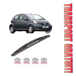 Stergator lamela spate TOYOTA AYGO (_B1_) din 2005 - 2014, pentru luneta auto, Bosch Twin, din cauciuc siliconat rezistent, 4 Stickere Auto TOYOTA