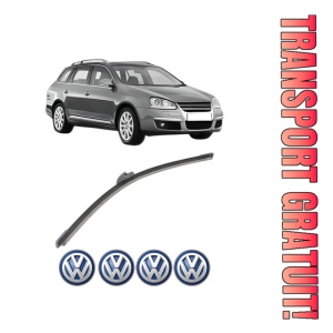 Stergator lamela spate Volkswagen GOLF V Variant (1K5) din 2007 - 2009, pentru luneta auto, Bosch Aerotwin, din cauciuc siliconat rezistent, 4 Stickere Auto VW