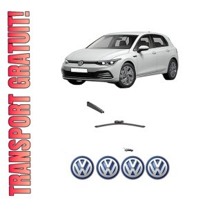 Stergator lamela spate Volkswagen GOLF VIII (CD1, DA1) din 2019, pentru luneta auto, Valeo Silencio, din cauciuc siliconat rezistent, 4 Stickere Auto VW