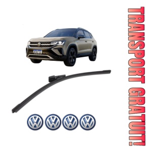 Stergator lamela spate Volkswagen TAOS (CL1, CP1, CQ1) din 2020, pentru luneta auto, Bosch Aerotwin, din cauciuc siliconat rezistent, 4 Stickere Auto VW