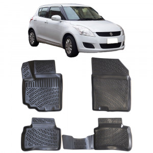 Suzuki Swift III 2010-2017 Set 4 covorase auto din cauciuc tip tavita premium line 3D accesorii pentru autoturismul tau - masina v241906
