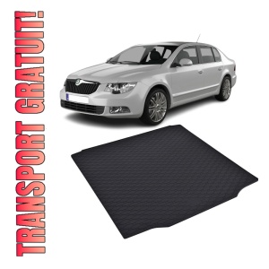Tavita Portbagaj SKODA Superb II Sedan 2008-2015, protectie portbagaj, din cauciuc 100%, pentru autoturismul SKODA Superb II