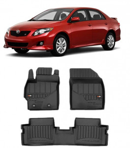 Toyota Corolla X, Sedan, Din 2007 - 07.2013, E140/E150 , Set Covorase Auto Tip Tavita Premium 3D, din cauciuc accesorii pentru autoturismul tau - masina v171196
