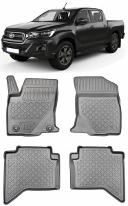 Toyota Hilux, Pick-Up, Din 09.2016 - Prezent , Set Covorase Auto Tip Tavita Premium 3D, din cauciuc accesorii pentru autoturismul tau - masina v175583
