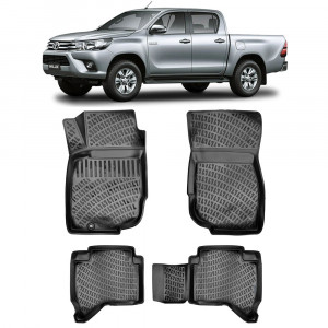 Toyota Hilux VII 2004-2015 Set 4 covorase auto din cauciuc tip tavita premium line 3D accesorii pentru autoturismul tau - masina v243246