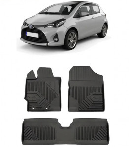 Toyota Yaris III Din 09.2011 - 08.2020, Hatchback , Set Covorase Auto Tip Tavita Premium 3D, din cauciuc accesorii pentru autoturismul tau - masina v168638