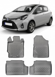 Toyota Yaris III, Hatchback, Din 09.2011 - 08.2020 , Set Covorase Auto Tip Tavita Premium 3D, din cauciuc accesorii pentru autoturismul tau - masina v174535