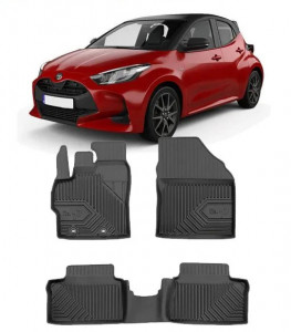 Toyota Yaris IV Din 09.2020 - Prezent, Hatchback , Set Covorase Auto Tip Tavita Premium 3D, din cauciuc accesorii pentru autoturismul tau - masina v167747