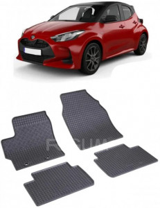 Toyota Yaris IV Hybrid, Hatchback, fabricat din 09.2020 - Prezent, set covorase auto dedicate, din cauciuc 100% Premium accesorii pentru autoturismul tau - masina v156814