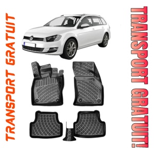 Volkswagen Golf 7 2012-2019 Set 4 covorase auto din cauciuc tip tavita premium line 3D