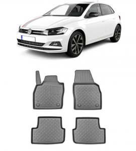 Volkswagen Polo VI, Hatchback, Din 10.2017 - Prezent , Set Covorase Auto Tip Tavita Premium 3D, din cauciuc accesorii pentru autoturismul tau - masina v173979