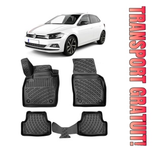 Volkswagen Polo VI (Typ Aw) 2017-2025 Set 4 covorase auto din cauciuc tip tavita premium line 3D
