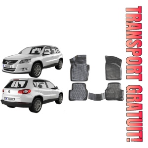 Volkswagen Tiguan I 2007-2017 Set 4 covorase auto din cauciuc tip tavita premium line 3D - Transport Gratuit!