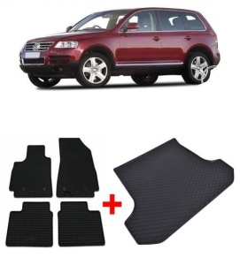 Volkswagen Touareg I din 11.2002 - 2010 Suv *2 , Set Covorase + tavita portbagaj auto - Img 2