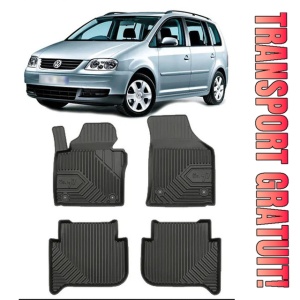 Volkswagen Touran I Din 03.2003 - 08.2015, Van , Set Covorase Auto Tip Tavita Premium 3D, din cauciuc