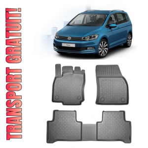 Volkswagen Touran II, Van, Din 09.2015 - Prezent , Set Covorase Auto Tip Tavita Premium 3D, din cauciuc
