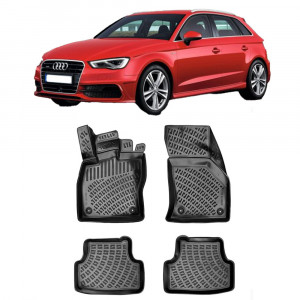 Audi A3 (Typ 8V) Sportback 2013-2020 Set 4 covorase auto din cauciuc tip tavita premium line 3D accesorii pentru autoturismul tau - masina v242869