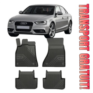 Audi A4 B8 Din 01.2008 - 10.2015, Sedan , Set Covorase Auto Tip Tavita Premium 3D, din cauciuc
