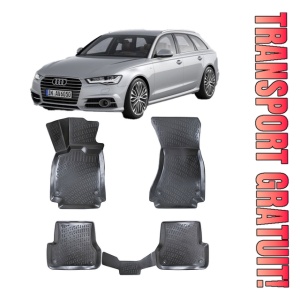 Audi A6 C7 Facelift 2015-2018 Set 4 covorase auto din cauciuc tip tavita premium line 3D