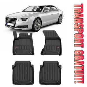 Audi A8 D4 Din 01.2010 - 09.2013, Sedan, Ampatament Lung , Set Covorase Auto Tip Tavita Premium 3D, din cauciuc