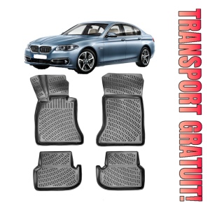 Bmw Seria 5 F10 Facelift 2013-2017 Set 4 covorase auto din cauciuc tip tavita premium line 3D