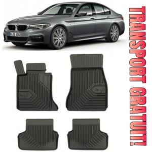 Bmw Seria 5 G30 Din 02.2017 - Prezent, Sedan , Set Covorase Auto Tip Tavita Premium 3D, din cauciuc