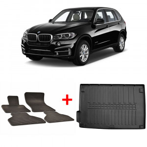 BMW X5 (F15) (2013-2018) Set 4 covorase auto cauciuc Urban Line + Tavita portbagaj Modern Line