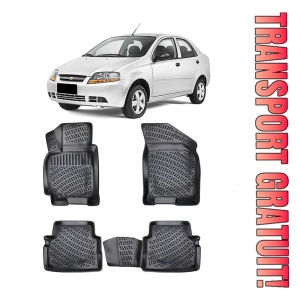 Chevrolet Aveo I 2002-2011 Set 4 covorase auto din cauciuc tip tavita premium line 3D