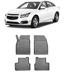 Chevrolet Cruze, Sedan, Din 05.2009 - 2016 , Set Covorase Auto Tip Tavita Premium 3D, din cauciuc accesorii pentru autoturismul tau - masina v175244