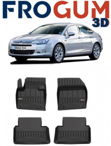 Citroen C5 II, Sedan, Din 2008 - 05.2017 , Set Covorase Auto Tip Tavita Premium 3D, din cauciuc accesorii pentru autoturismul tau - masina v170826