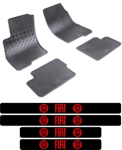 Covorase Fiat Grande Punto, Hatchback, din 10.2005 - 08.2018 si set 4 stickere protectie praguri Fiat accesorii pentru autoturismul tau - masina v3447