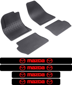 Covorase Mazda 2 I, Hatchback, din 2002 - 08.2007 si set 4 stickere protectie praguri Mazda accesorii pentru autoturismul tau - masina v3407