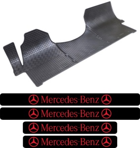 Covorase Mercedes Sprinter II, Van, din 2006 - 2018, 3 locuri si set 4 stickere protectie praguri Mercedes accesorii pentru autoturismul tau - masina v3339