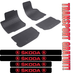Covorase Skoda Octavia I, Combi, din 1998 - 2004 si set 4 stickere protectie praguri Skoda
