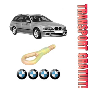 Cui carlig remorcare, tractare auto BMW Seria 5 Touring (E39) din 1996-2004, Otel, Cri-Flo, 4 Stickere cu BMW