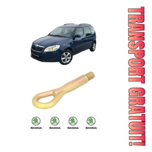 Cui carlig remorcare, tractare auto SKODA ROOMSTER (5J7) din 2006-2015, Otel, Cri-Flo, 4 Stickere cu SKODA