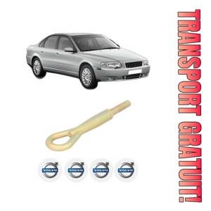 Cui carlig remorcare, tractare auto VOLVO S80 I (184) din 1998-2006, Otel, Cri-Flo, 4 Stickere cu VOLVO