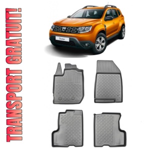 Dacia Duster II, Suv, Din 01.2018 - Prezent , Set Covorase Auto Tip Tavita Premium 3D, din cauciuc