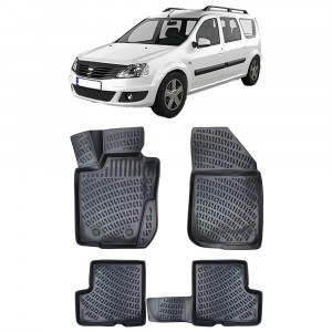 Dacia Logan I Mcv 2004-2012 Set 4 covorase auto din cauciuc tip tavita premium line 3D accesorii pentru autoturismul tau - masina v241707